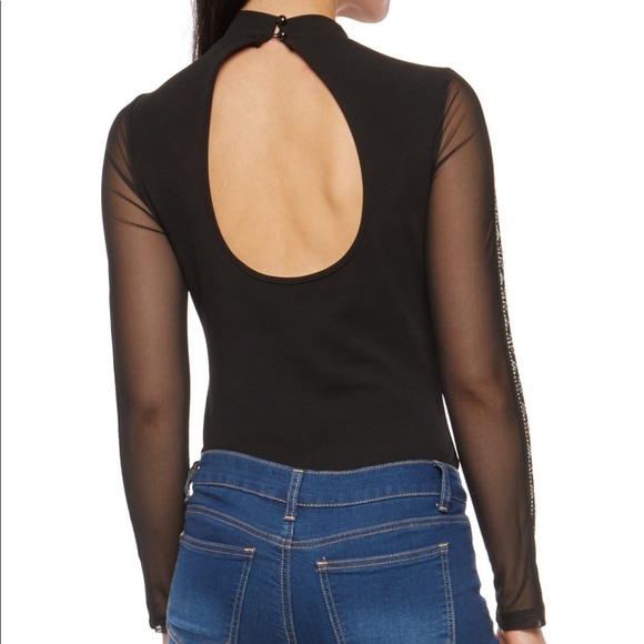 🎉🅷🅿Studded Mesh Insert Bodysuit Back Keyhole - Picture 5 of 7